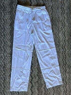 White Linen Pants Women’s Lightweight Summer Beach Pants Size M